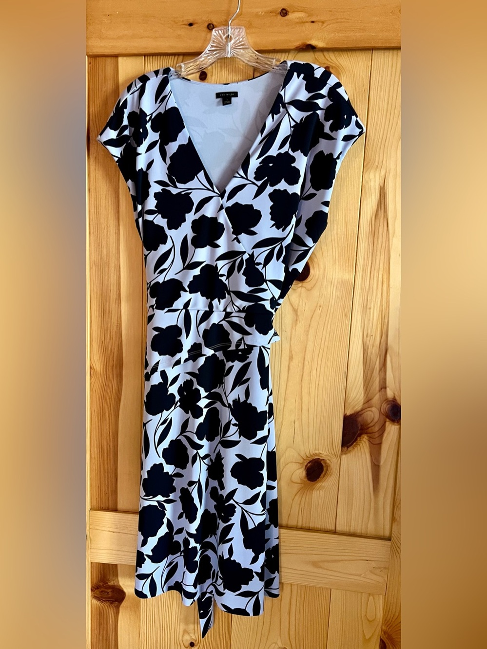 Ann Taylor Black and White Floral Midi Dress